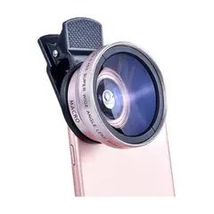GENERICO - Lente Gran Angular Macro Ojo De Pez Para iPhone Samsung Rosa