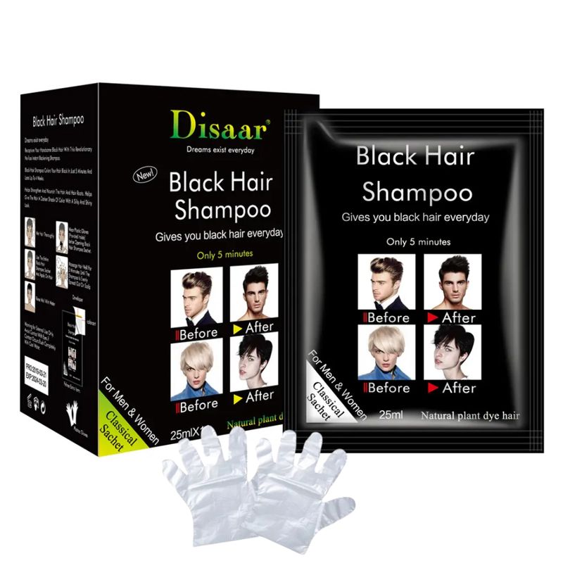 GENERICO - Shampoo Colorante Negro Para Cubrir Canas En 5 Minutos