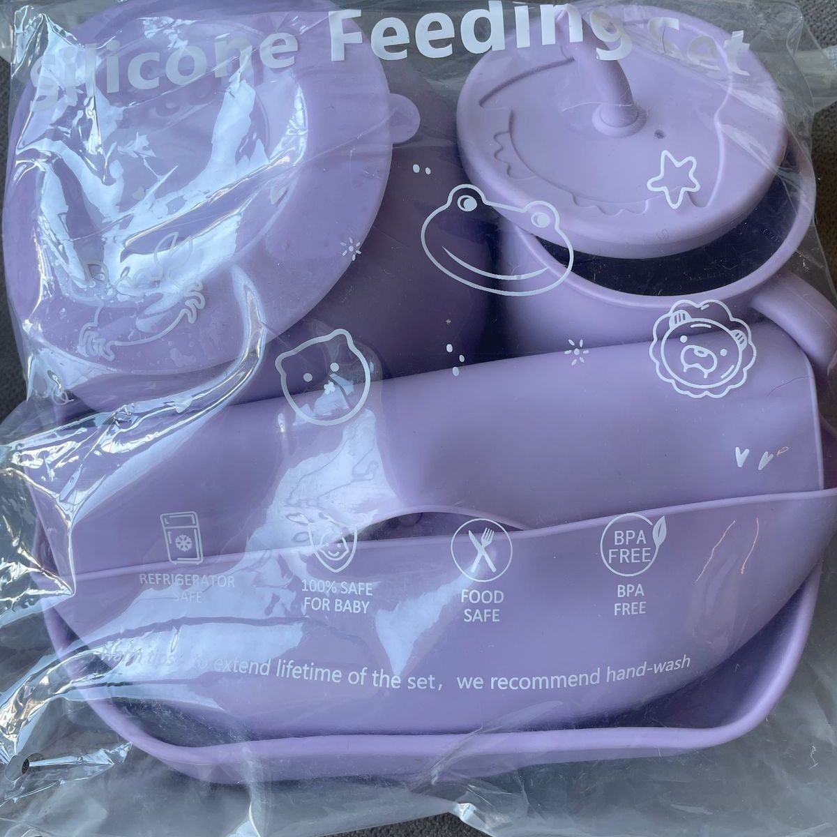 GENERICO - Set Alimentación Para Bebé Silicona Libre Bpa Lila