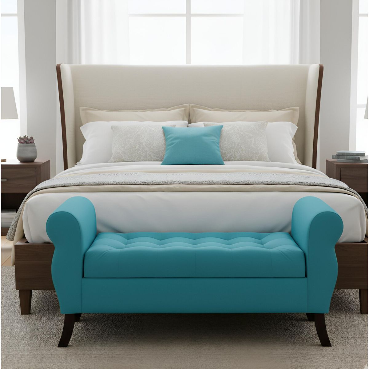 GENERICO - Banqueta Baúl Diva Color Turquesa