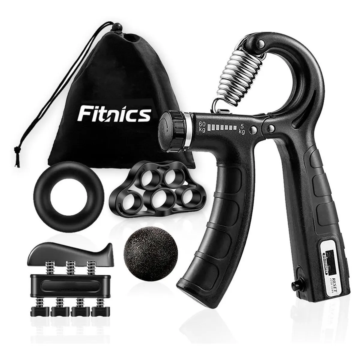 FITNICS - Set Hand Grip Ejercitador Manos Y Antebrazo Fitnics 10-60 Kg