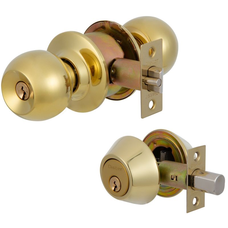 OISTER - Kit Oister Cerradura Cilíndrica Acceso + Cerrojo Tubular Llave-Llave Igualado - Bronce