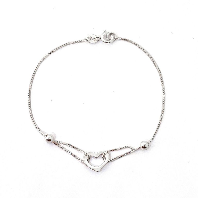 Pulsera Corazon Plata Fina 925 Plateado TALLA UNICA