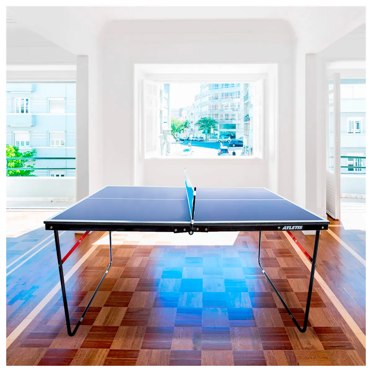 ATLETIS - Mini Mesa de Ping Pong Portátil Azul