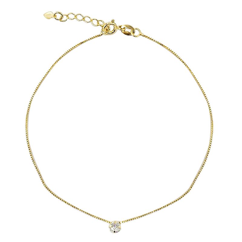 ANDREA COGGIOLA JOYAS - Tobillera Circón Blanco Enchapado Oro 18K