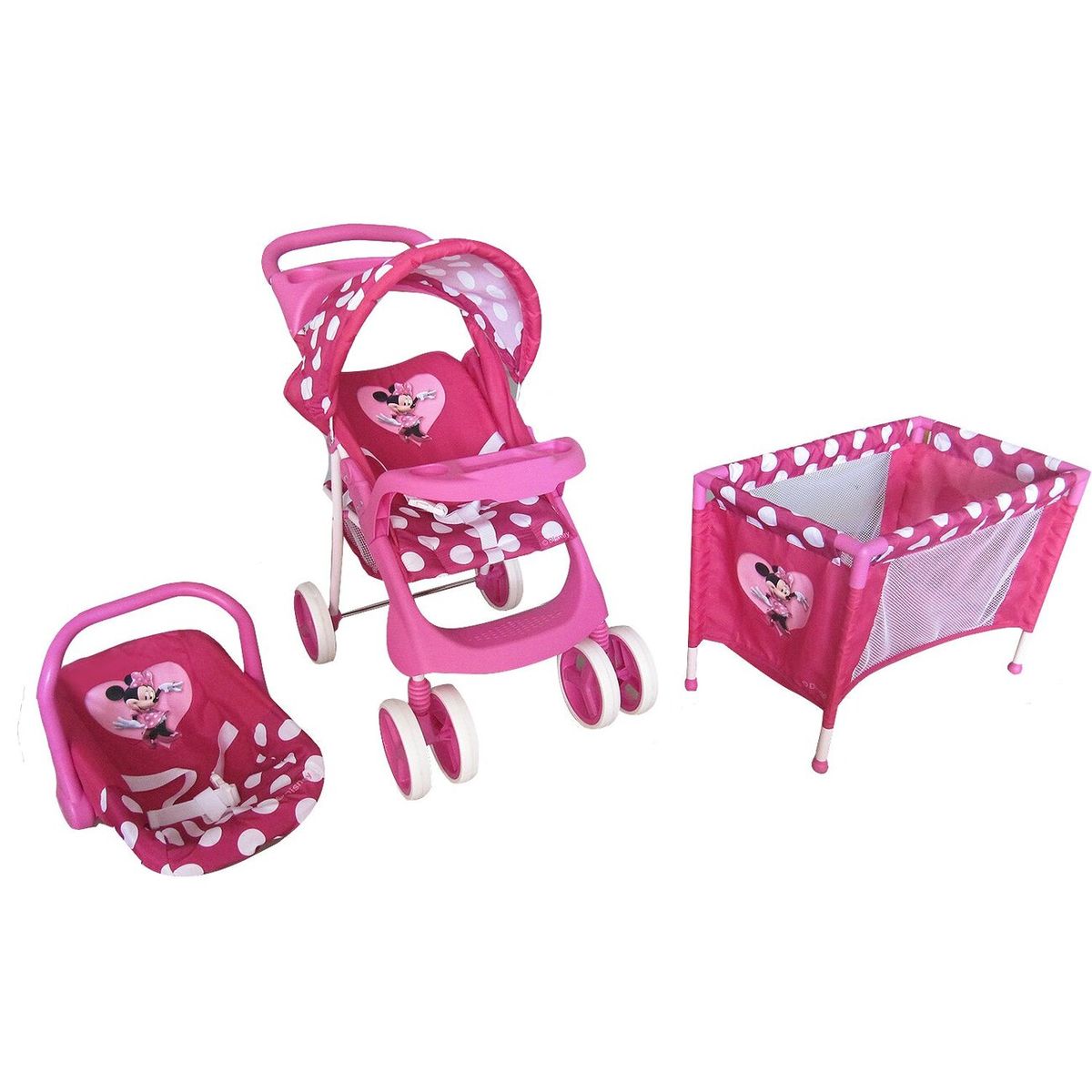 DISNEY - Coche de Juguete para Muñeca + Cuna Minnie Disney