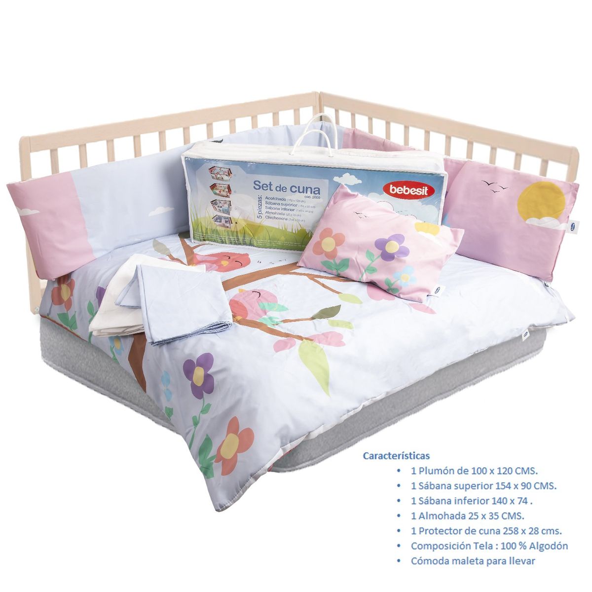 BEBESIT - Set de Cuna Pajarito 5 Piezas Bebesit