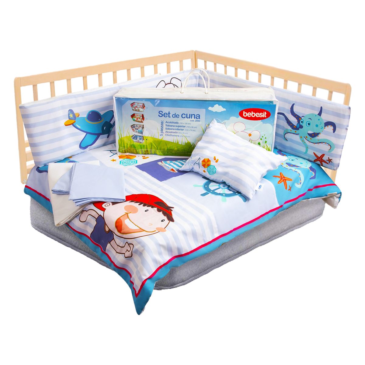 BEBESIT - Set de Cuna Perrito Marino 5 Piezas Bebesit