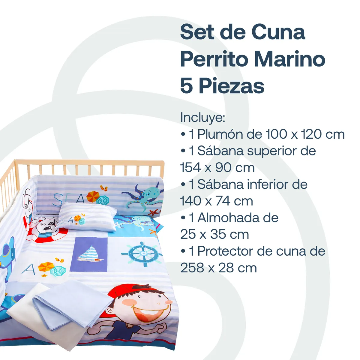 BEBESIT - Set de Cuna Perrito Marino 5 Piezas Bebesit