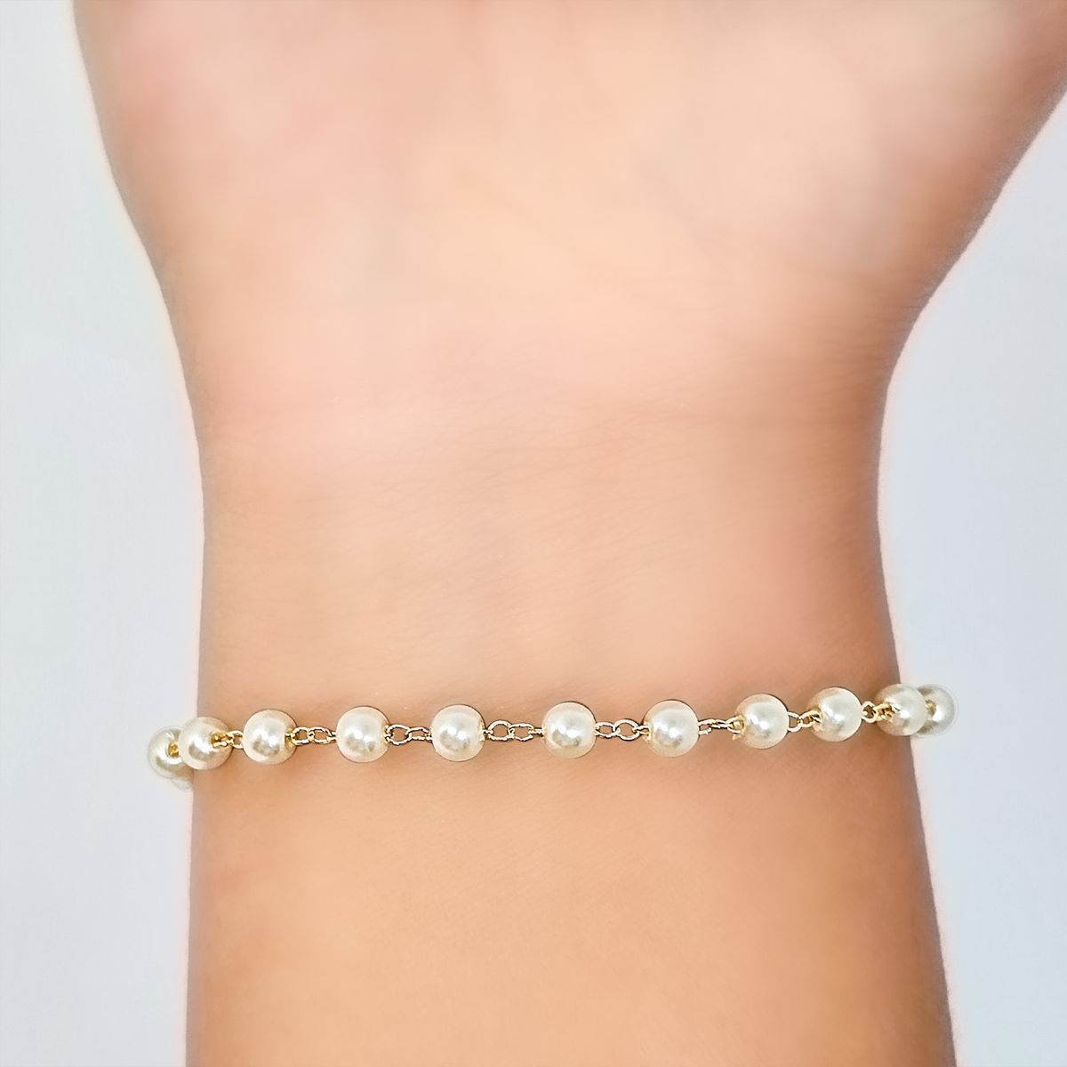 COGGIOLA - Pulsera 18 Perlas Enchapado Oro 18K