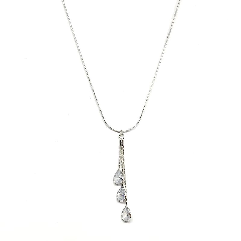 ANDREA COGGIOLA JOYAS - Collar 3 Gotas Colgante Circón Corbatero Plata Fina 925