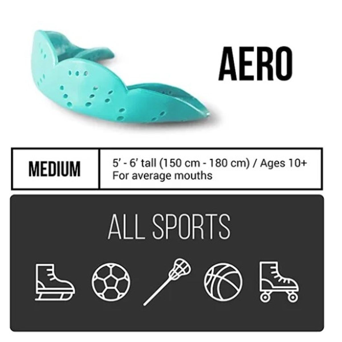 GENERICO - Protector Bucal Flat Aero +10 Años O Altura 1,5 A 1,8m Rugby