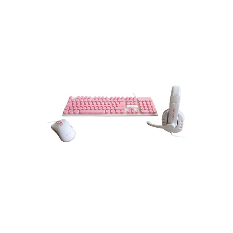 VIVITAR - Kit Gamer Vivitar LvlUp Teclado+Mouse+Audífonos USB Rosa - Rosa