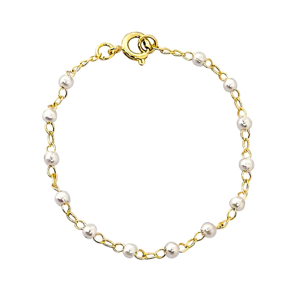 COGGIOLA - Pulsera Niña Perla 14cm Enchapado Oro 18K