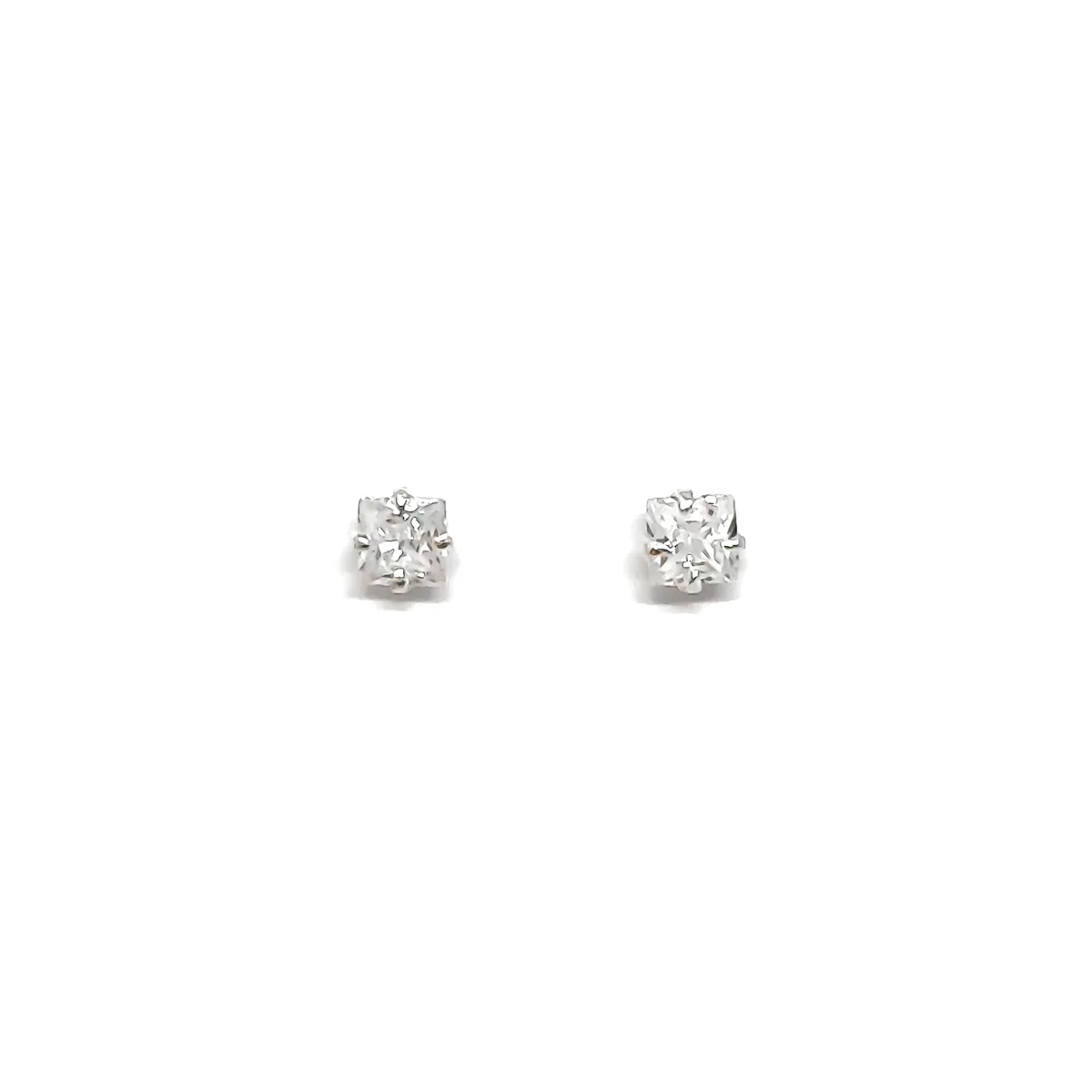 ANDREA COGGIOLA JOYAS - Aros Circón Mini Cuadrado 3mm Plata Fina 925