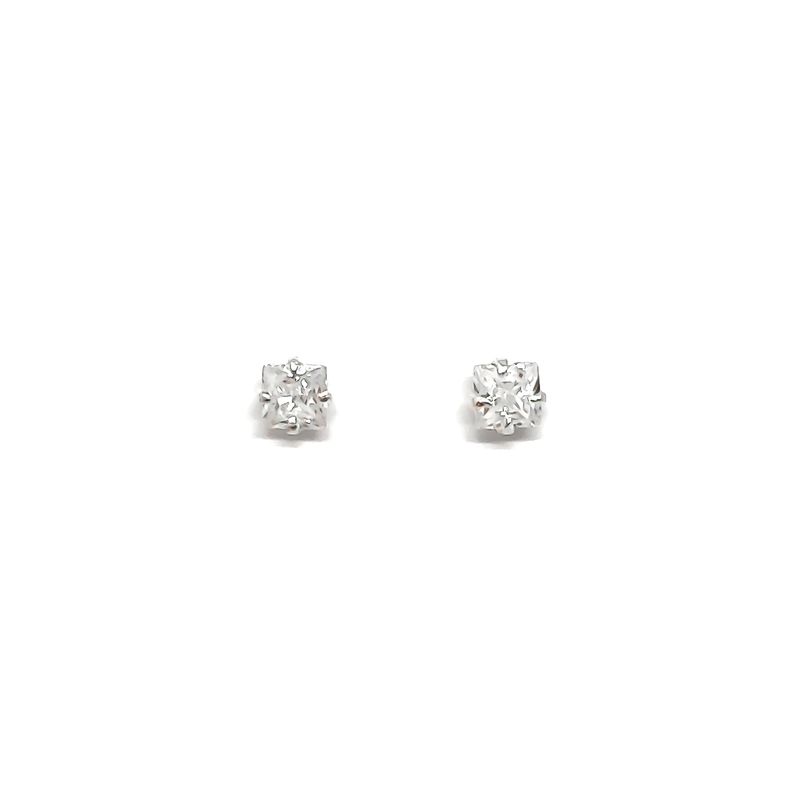 ANDREA COGGIOLA JOYAS - Aros Circón Mini Cuadrado 3mm Plata Fina 925