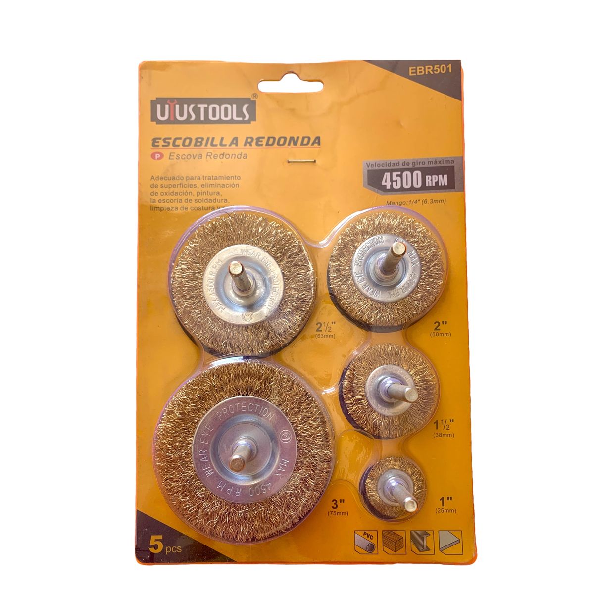 UYUSTOOL - SET  ESCOBILLA  REDONDA PARA TALADROS