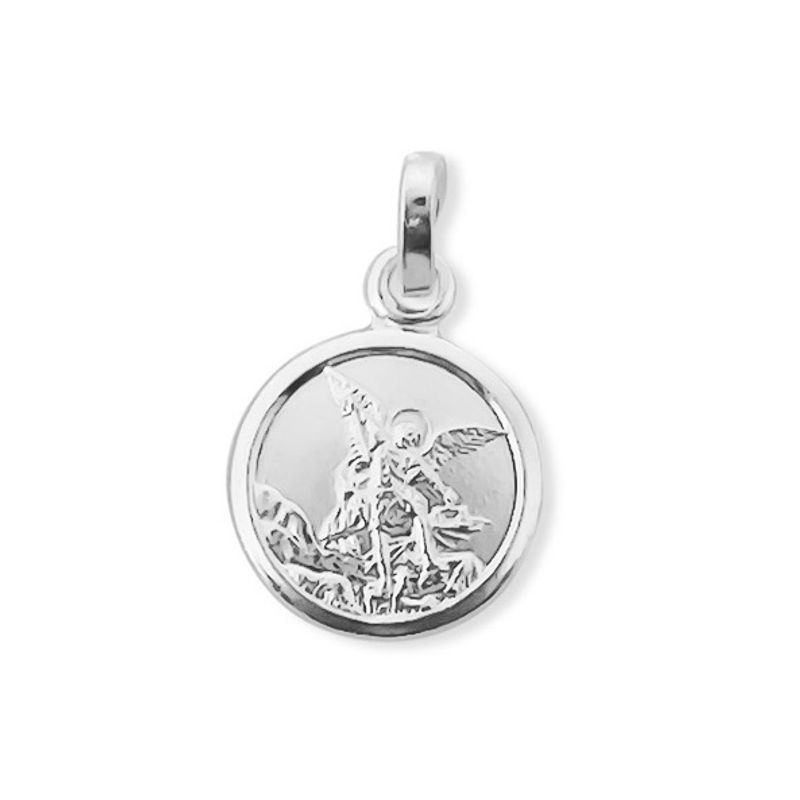 ANDREA COGGIOLA JOYAS - Colgante Medalla San Miguel Arcángel 10mm Plata Fina 925