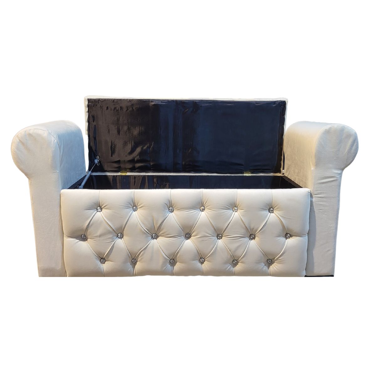 GENERICO - Banqueta Baúl Botone Con Brazos Crudo Felpa Boton Diamante