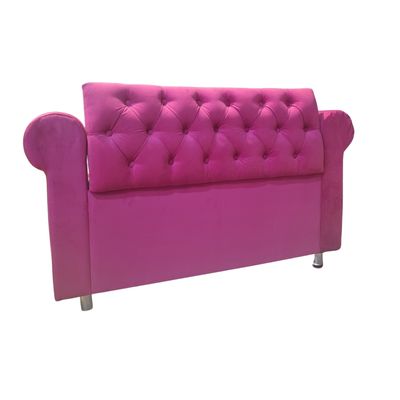 Imagen 2 del producto Banqueta Baúl Botone Con Brazos Fucsia Felpa Botone