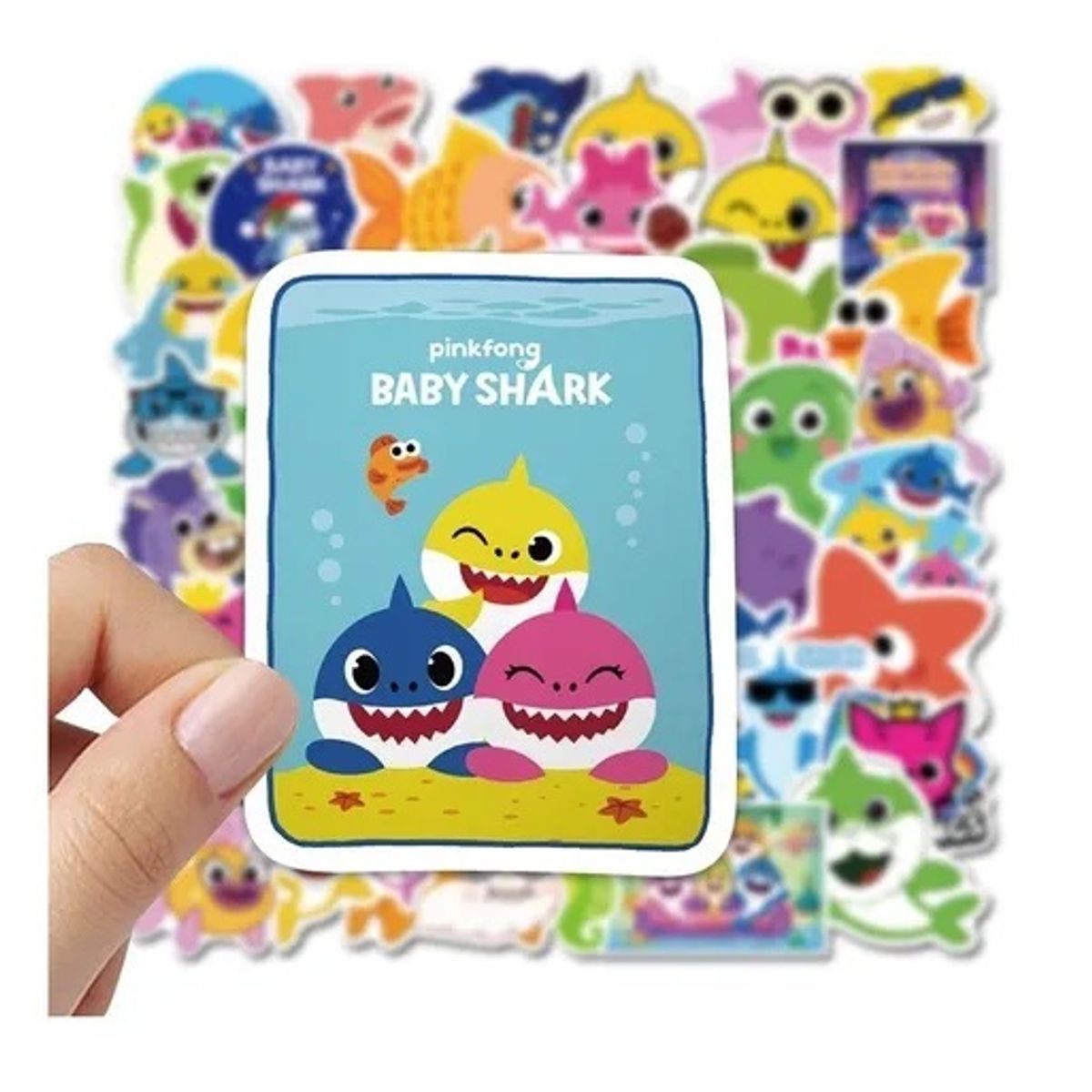 GARSIL - 50 Stickers Tiburón Bebé - Baby Shark - Etiquetas Autoadhesivas