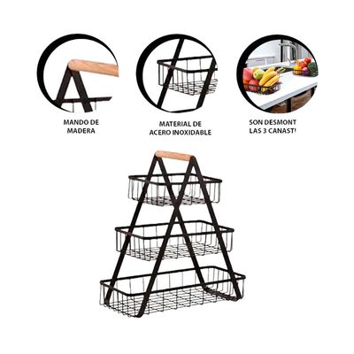 Imagen 2 del producto Organizador Frutero Metálico 3 Niveles