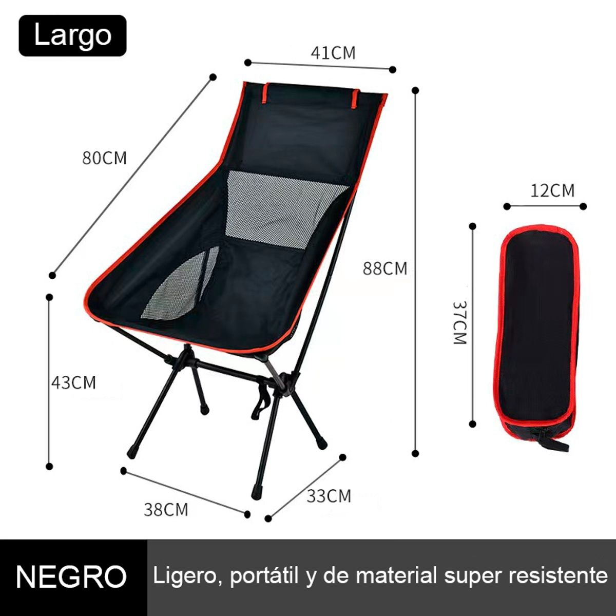 DEFENSOR FOREVER - Silla Plegable Para Camping Negro