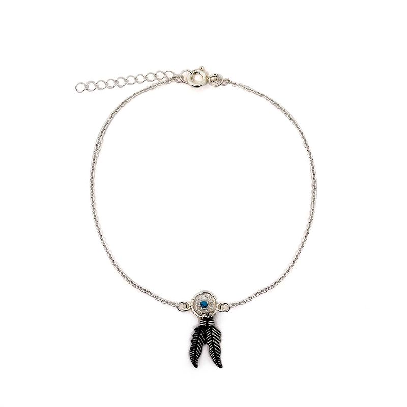 ANDREA COGGIOLA JOYAS - Tobillera Atrapasueño Turquesa Plata Fina 925