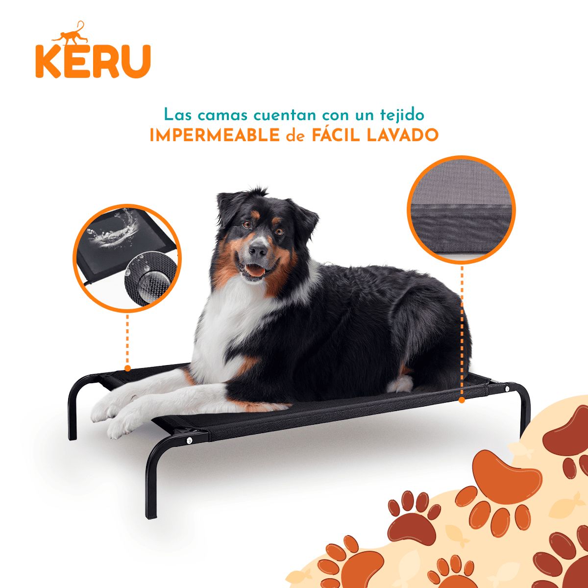 KERU - Cama Refrescante En Altura Para Perros Gatos Elevada Talla L