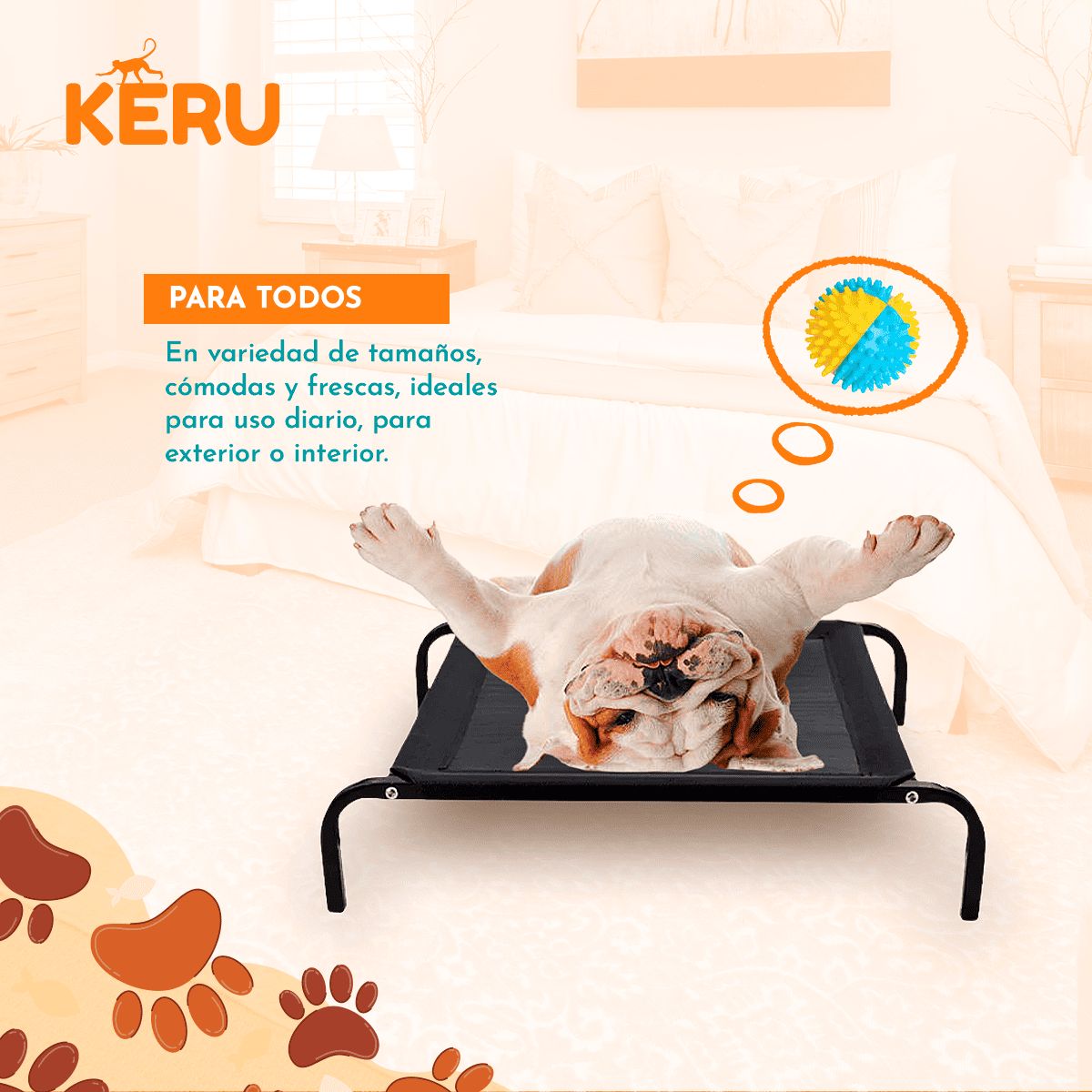 KERU - Cama Refrescante En Altura Para Perros Gatos Elevada Talla L