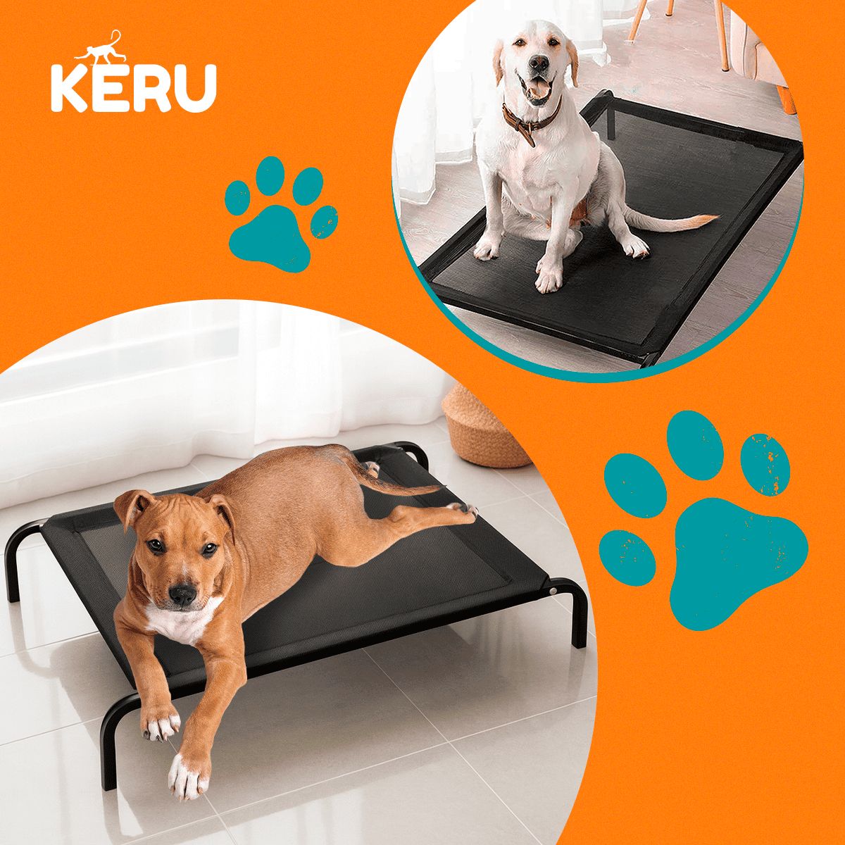KERU - Cama Refrescante Altura Para Perros Gatos Elevada Talla XL
