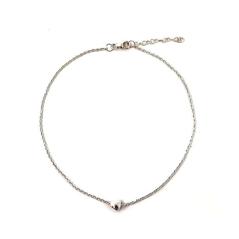 ANDREA COGGIOLA JOYAS - Tobillera  Corazón Cadena Eslabón Plata Fina 925