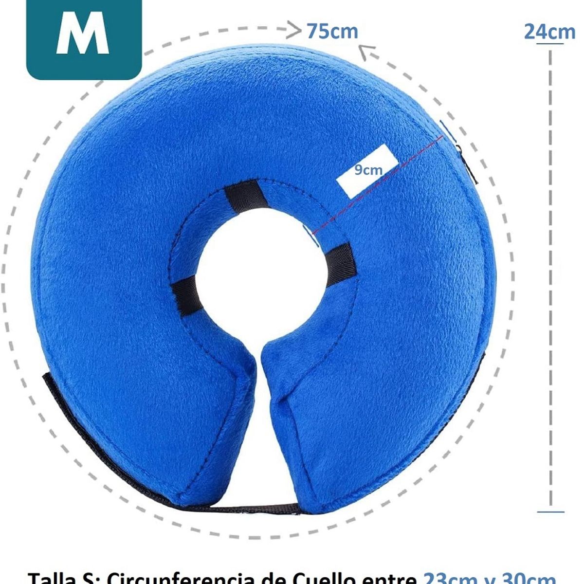 GENERICO - Collar Inflable Isabelino Anti Mordida Perros Gatos Talla M