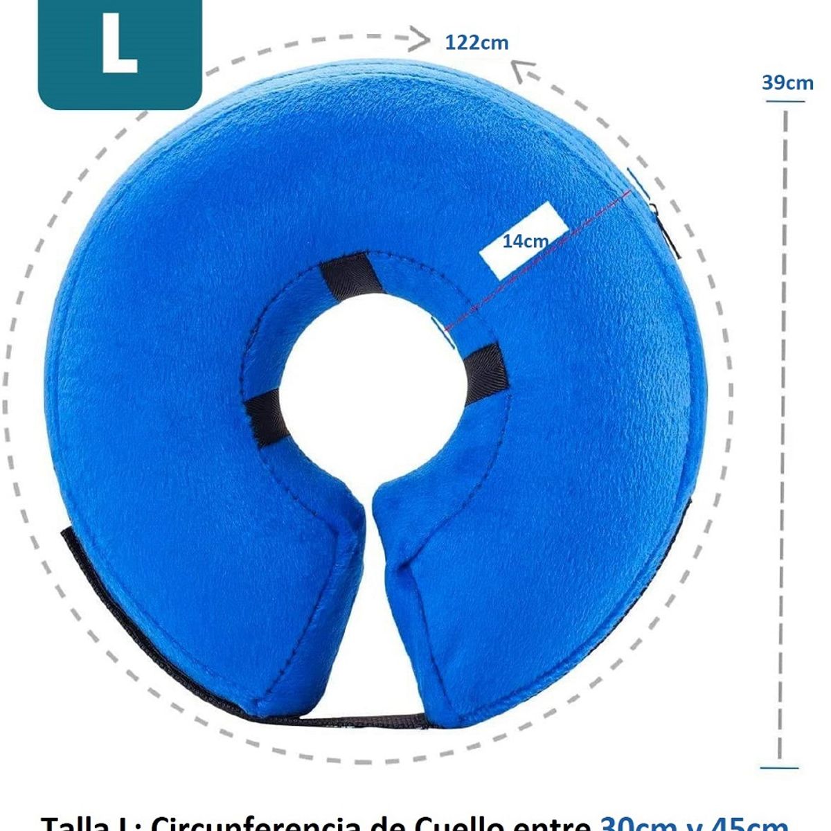 GENERICO - Collar Inflable Isabelino Anti Mordida Perros Gatos Talla L