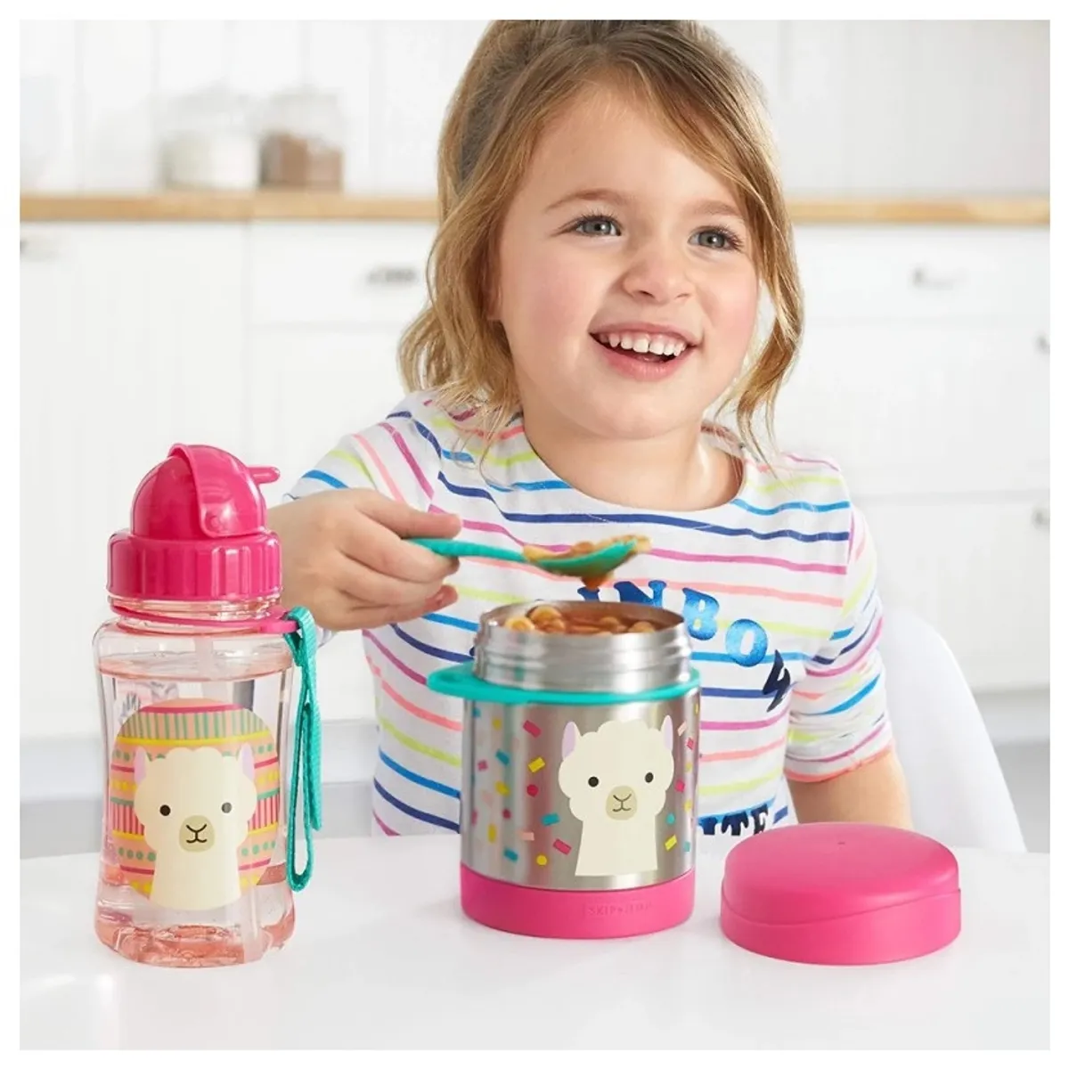 SKIP HOP - Termo para Comida con Cuchara SKIP HOP Zoo Llama, Acero Inox - 325 ml