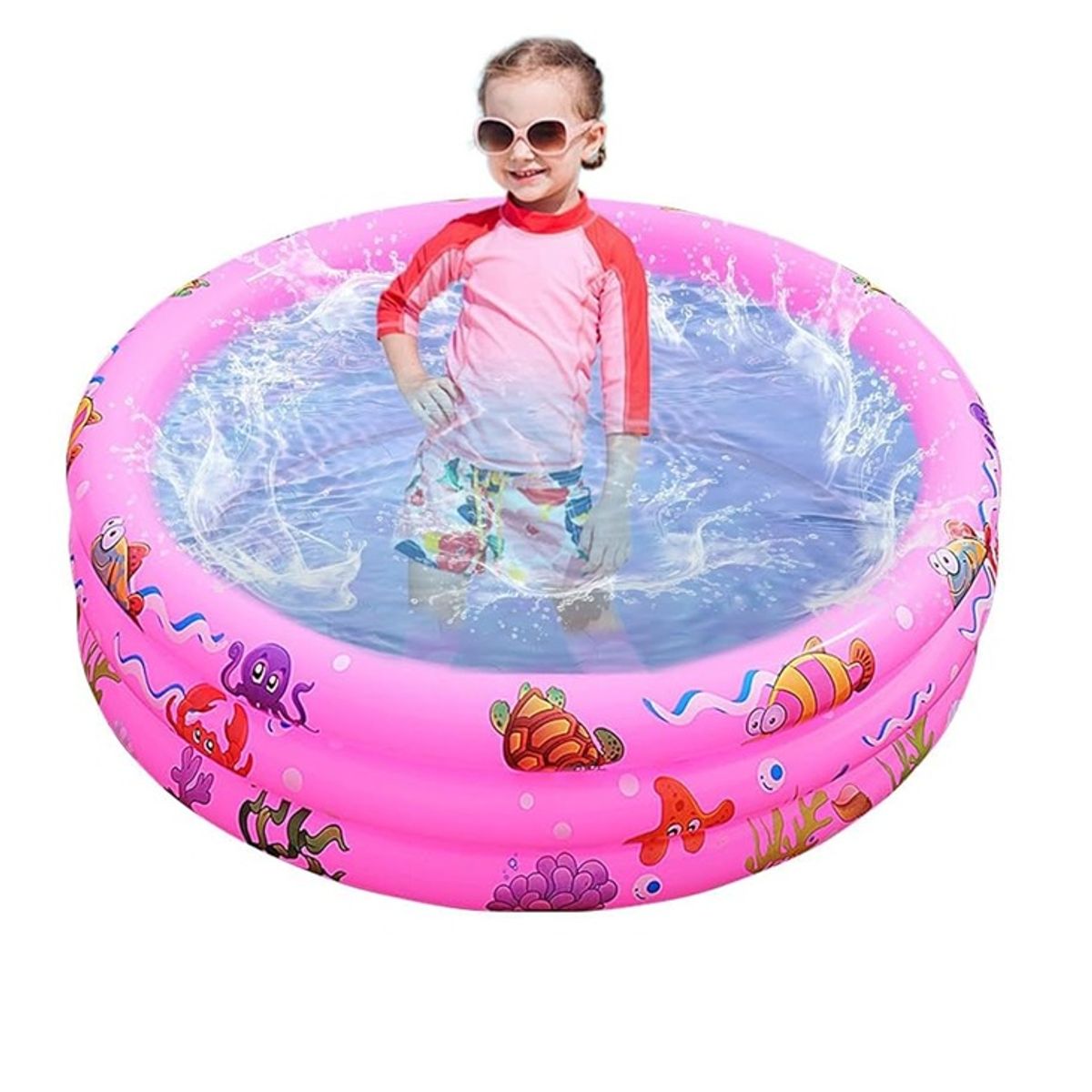 GENERICO - Piscina Inflable 90Cm Para Niños Verano 3 Anillos Rosado