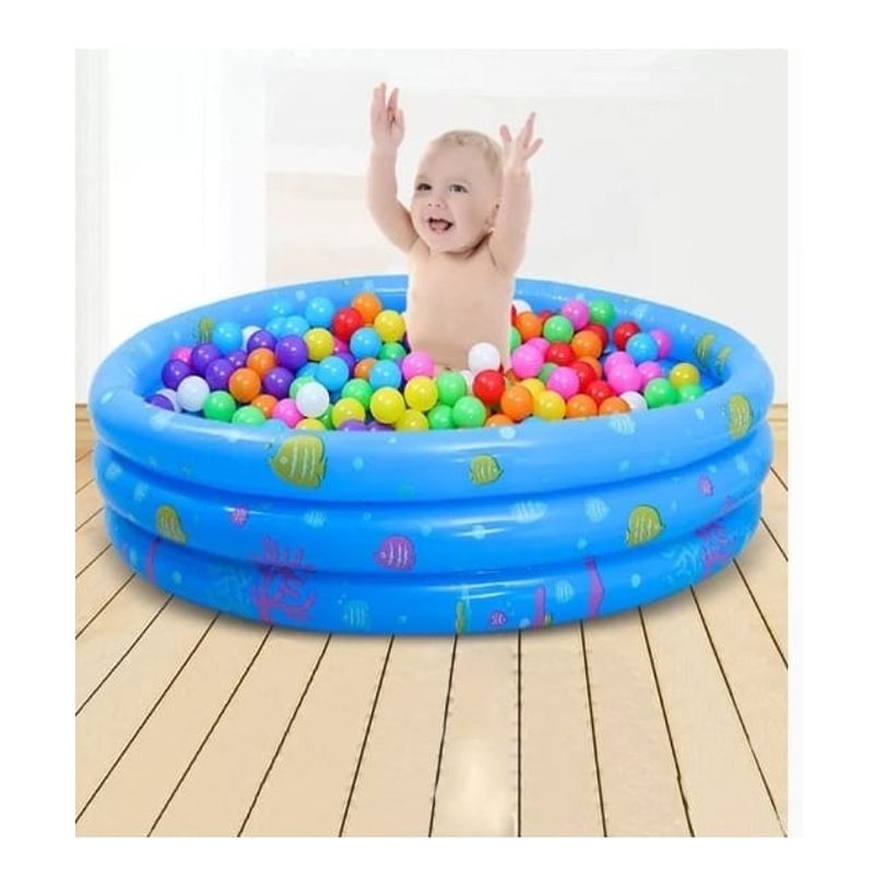 GENERICO - Piscina Inflable 90 Cm Para Niños Verano 3 Anillos azul