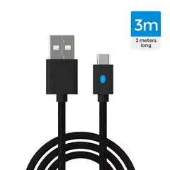 DOBE - Cable 3 Metros Para Cargar Control Ps5 con indicador LED de carga