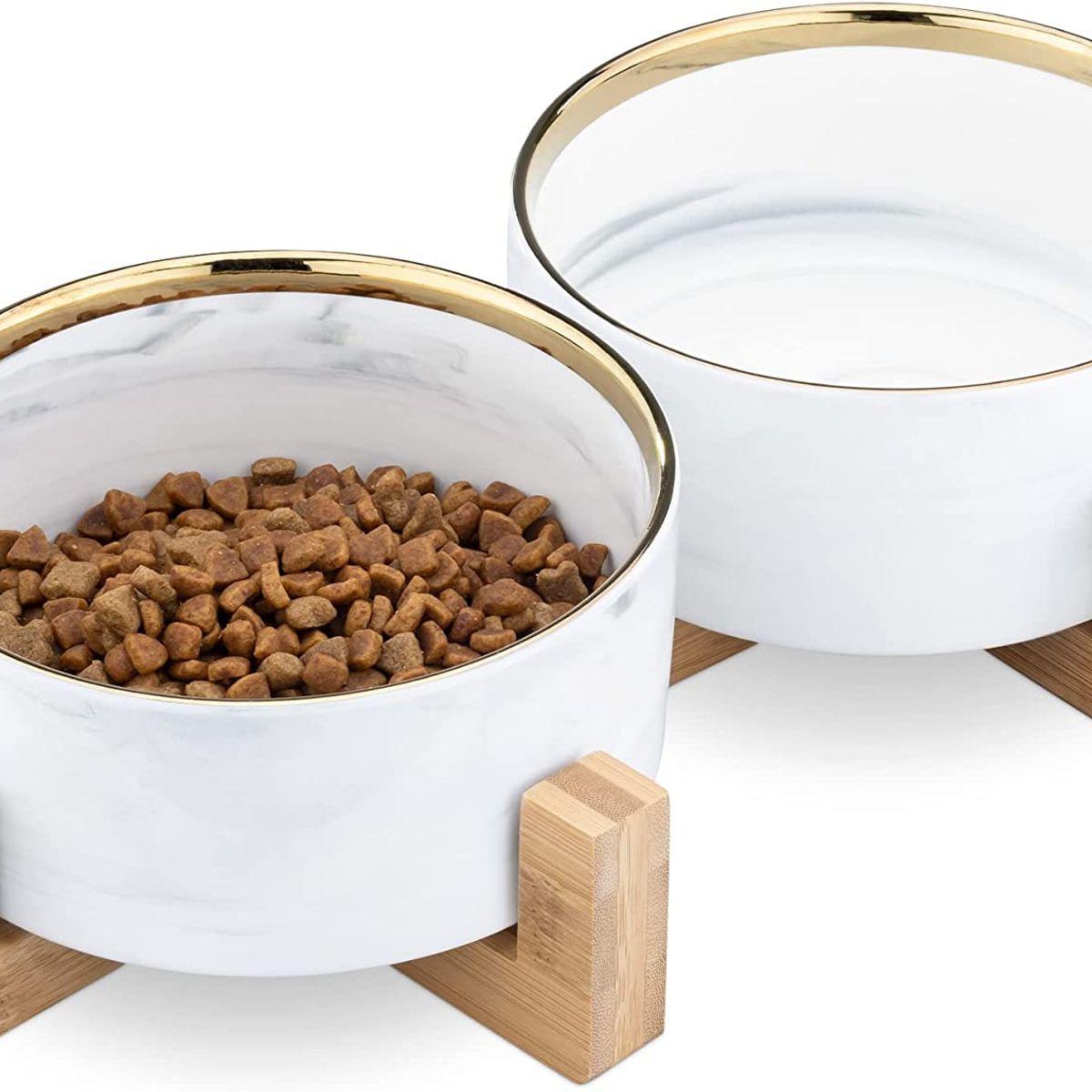 GENERICO - Plato Doble de Ceramica para Perros y Gatos Elegante