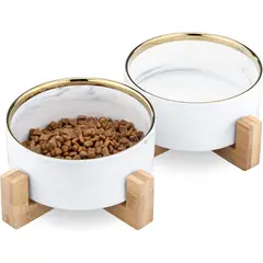 GENERICO - Plato Doble de Ceramica para Perros y Gatos Elegante