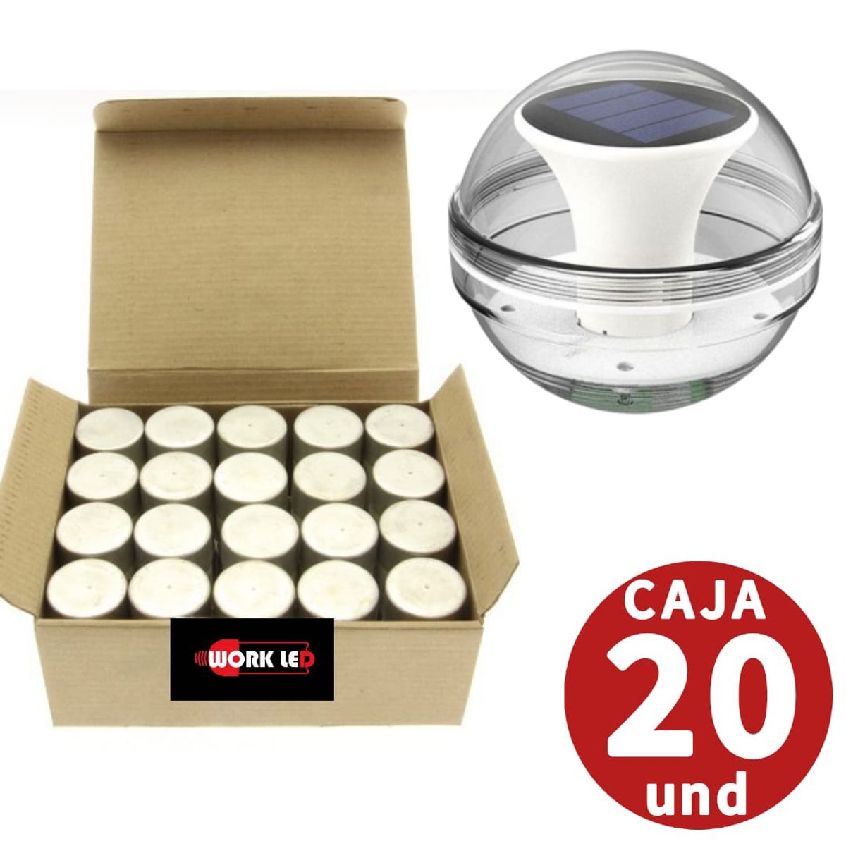 GENERICO - Cloro Granulado Piscina 20 Kg + Lampara Bola Solar Led