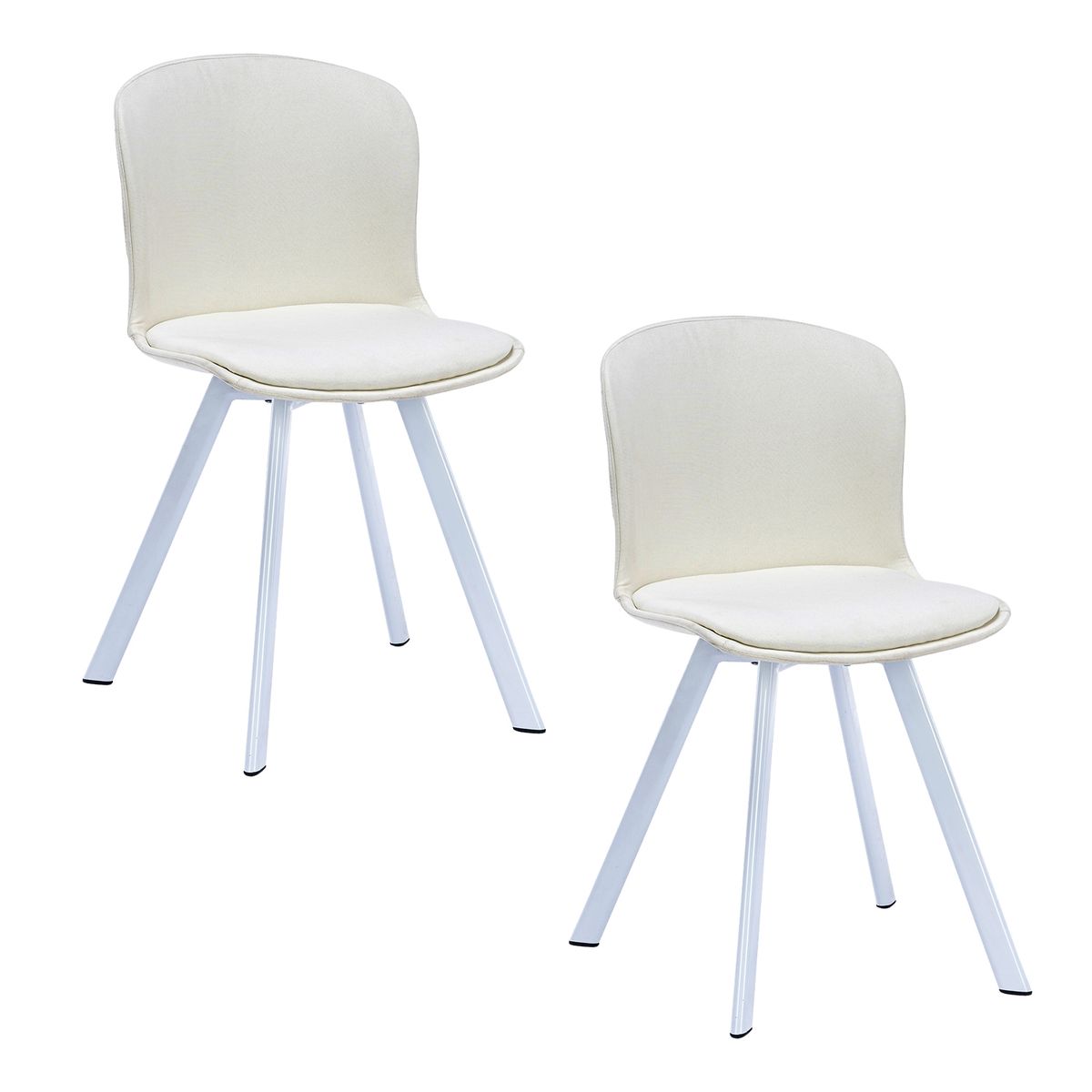 NOVAHUS - Pack 2 Sillas de Comedor PP y Tela Blanco