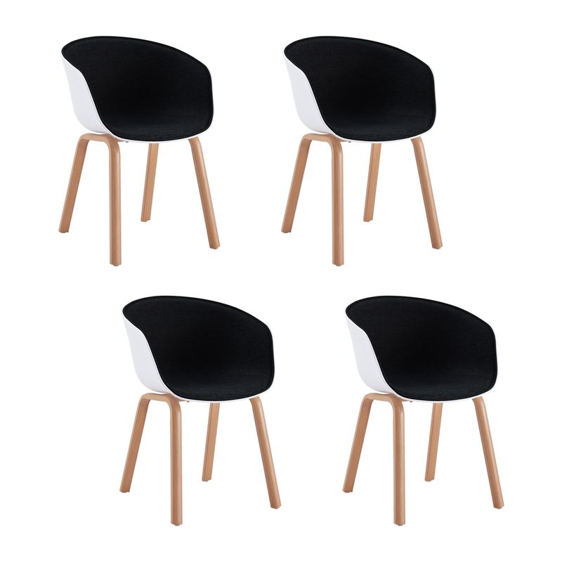 NOVAHUS - Pack 4 Sitial con patas de madera Adeline Negro
