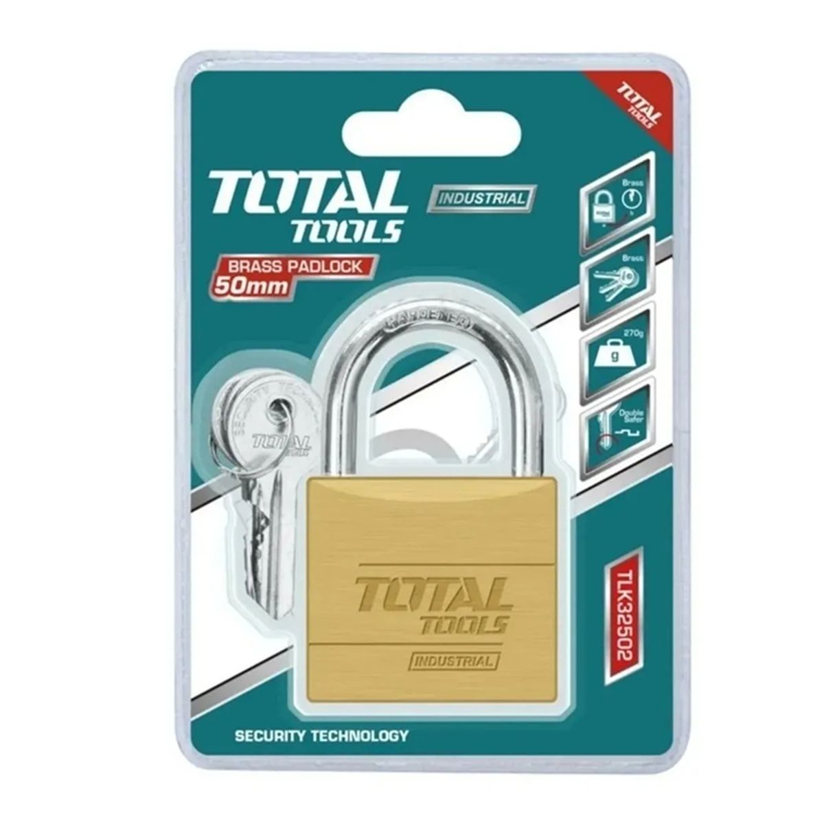 TOTAL TOOLS - Candado Seguridad De Bronce 50mm