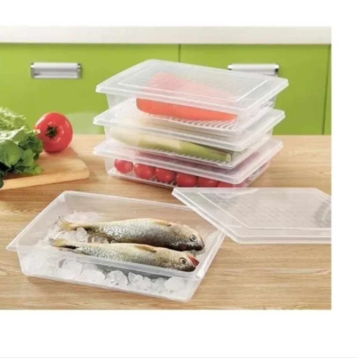 GENERICO - Taper Tupper Organizador Plastico Para Comida Nevera.