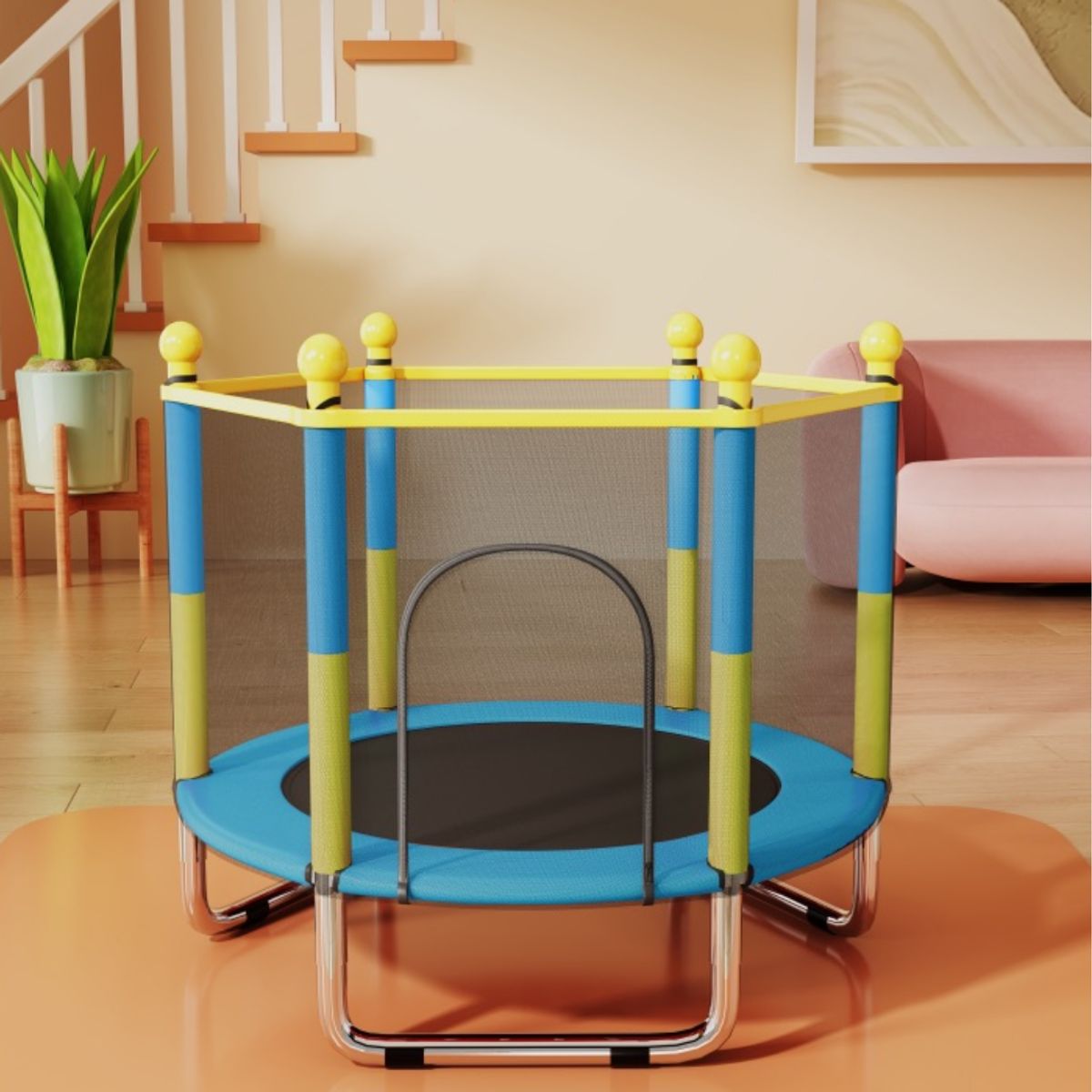 CRUSEC - Mini Trampolin Cama Elastica Pequeña Para Niños Color Azul
