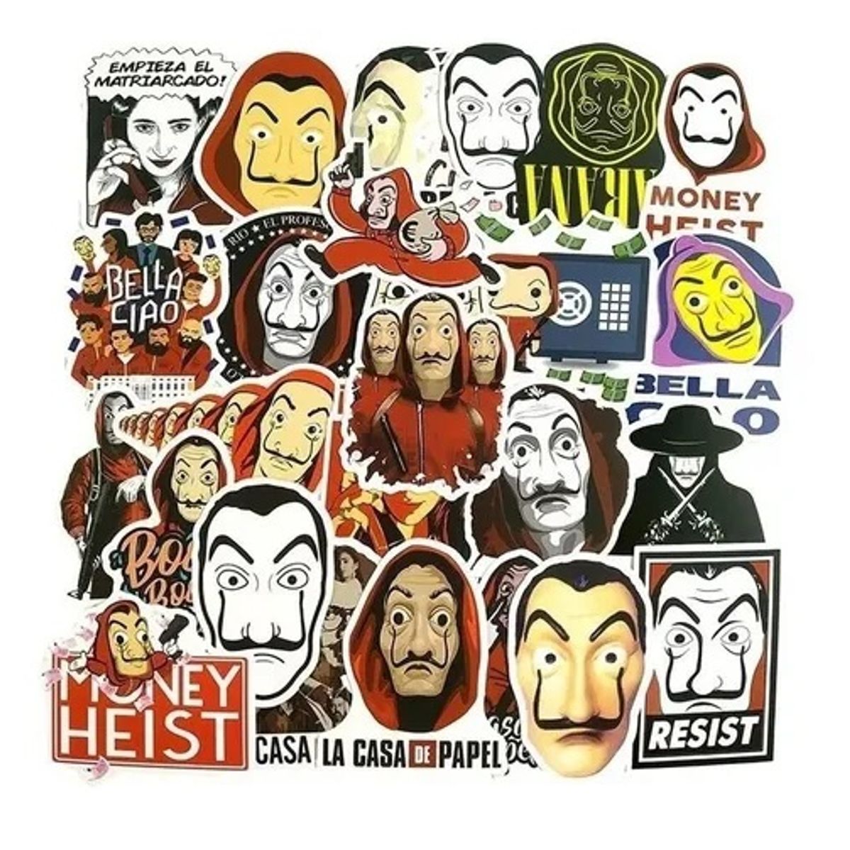 GARSIL - 50 Stickers La Casa De Papel - Etiquetas Autoadhesivas