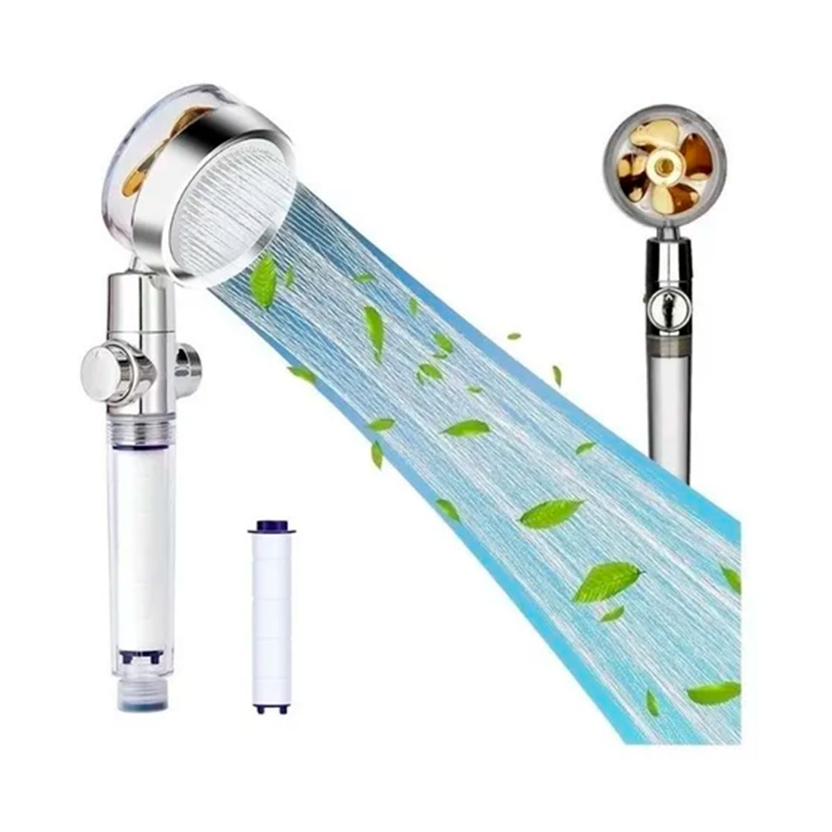 GENERICO - Mango Cabezal Con Hélice Dorado Alta Presión Y Filtro