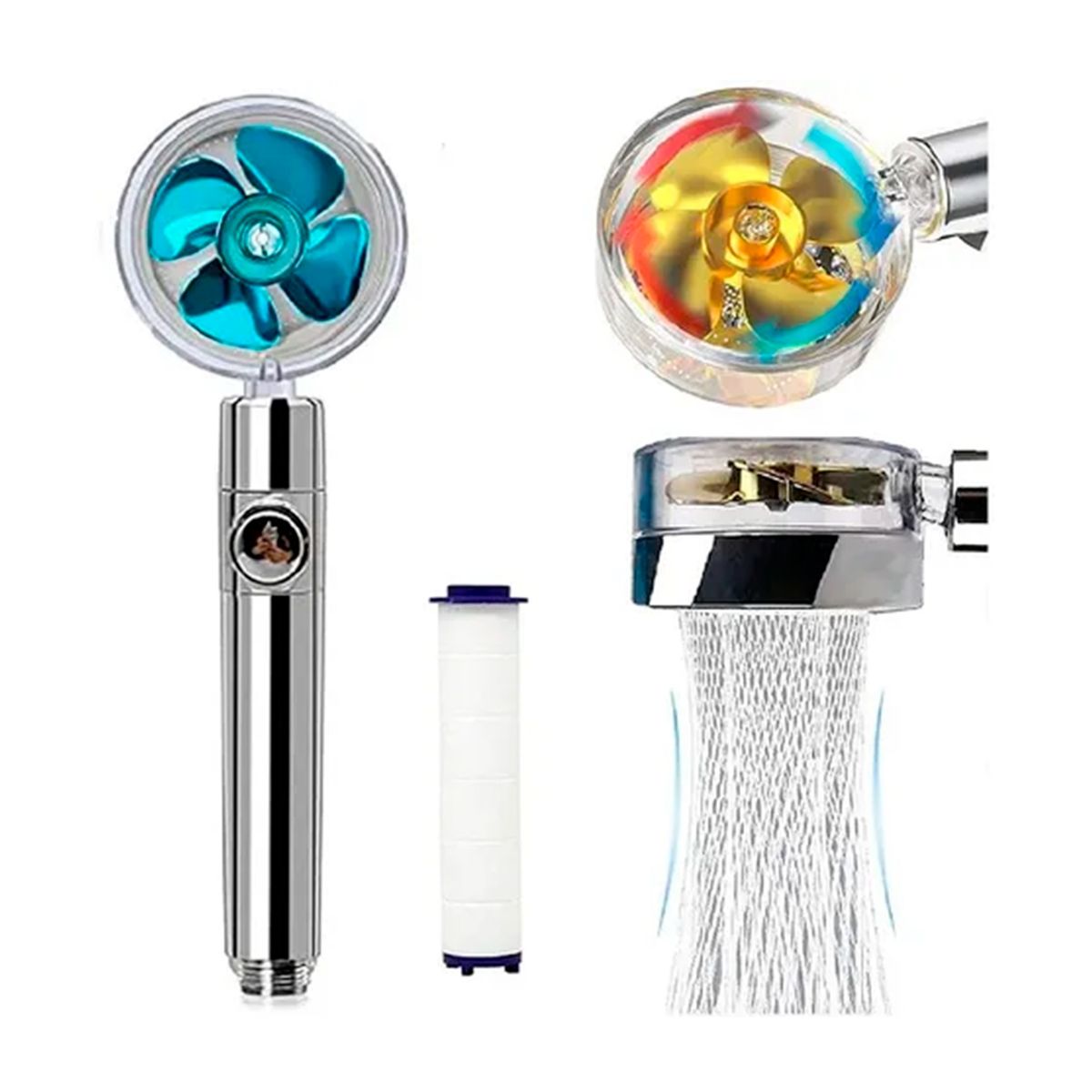 GENERICO - Mango Cabezal Con Hélice Dorado Alta Presión Y Filtro