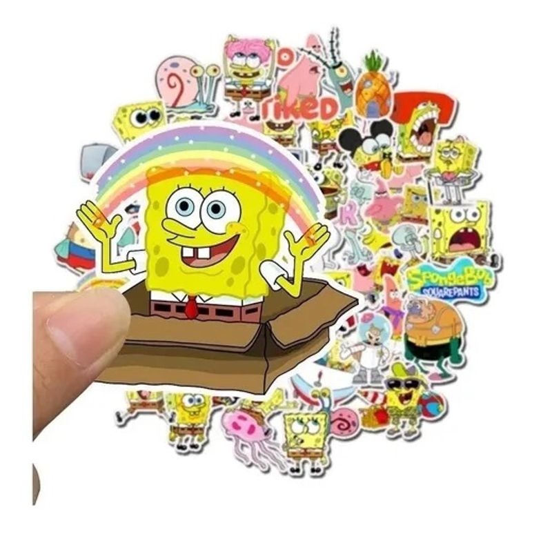 GARSIL - 50 Stickers Bob Esponja - Etiquetas Autoadhesivas